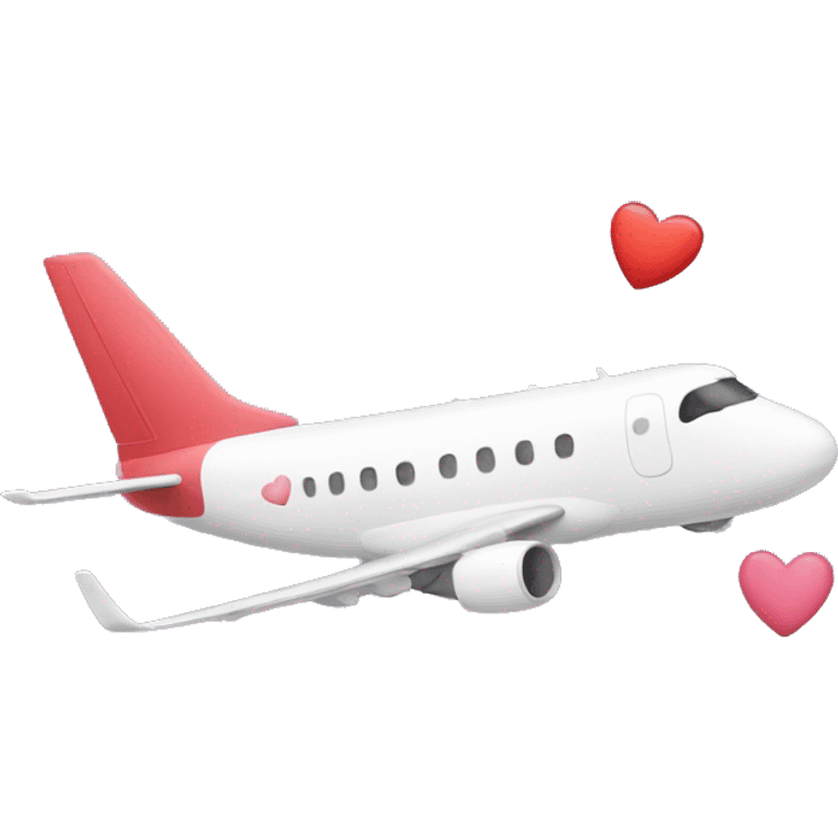 plane taking off with little hearts emoji