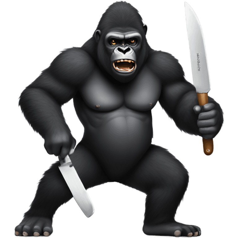 crazy gorilla with big knife emoji