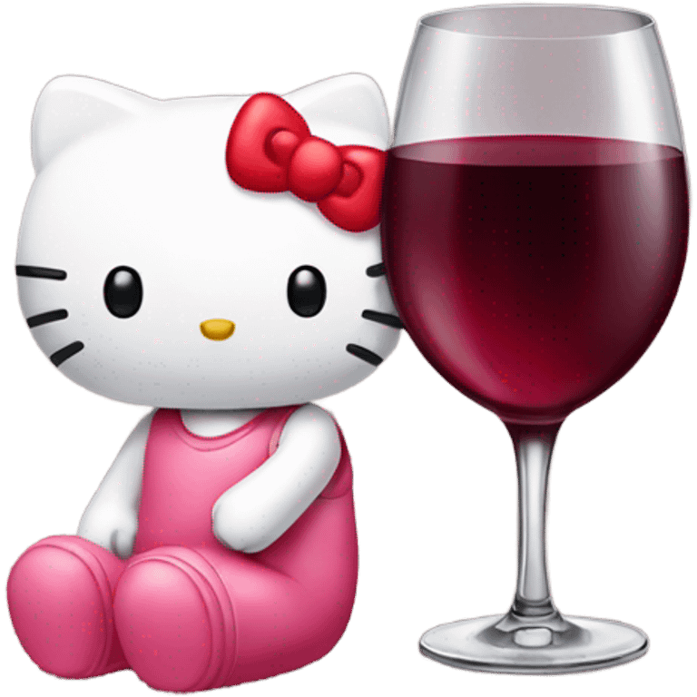 Hello Kitty drinking red wine emoji