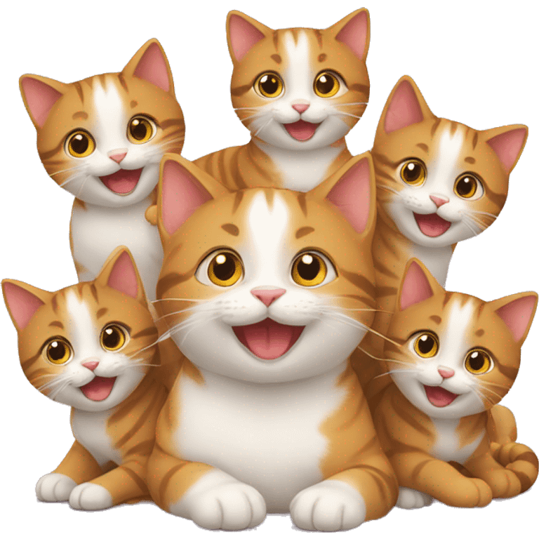 happy cat with seven kittens emoji