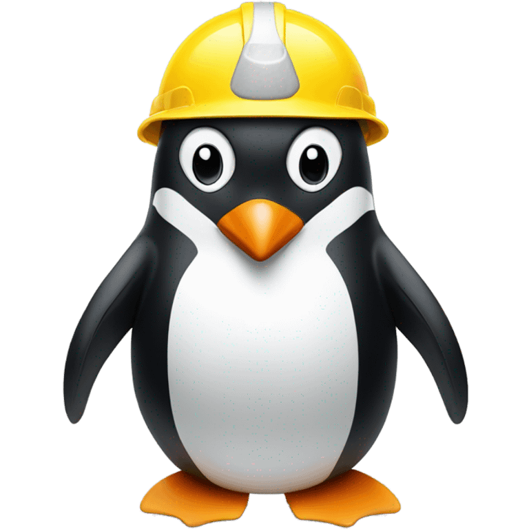 Penguin with a hard hat on emoji