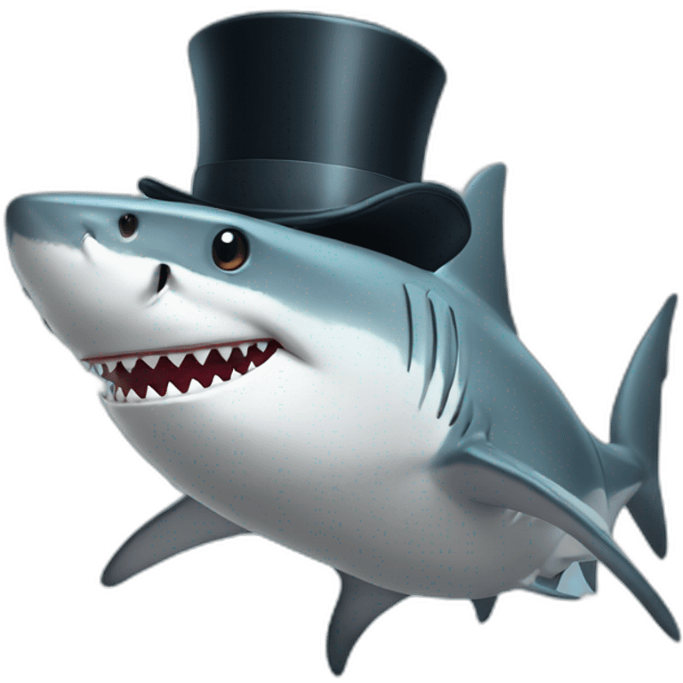 Shark with a top hat emoji