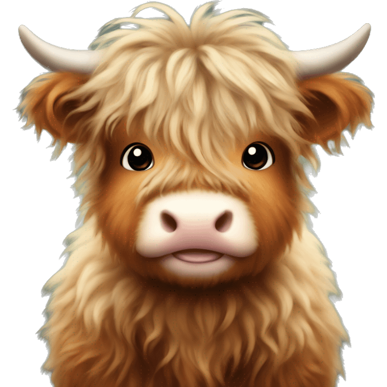 Cute Fluffy Highland cow baby emoji