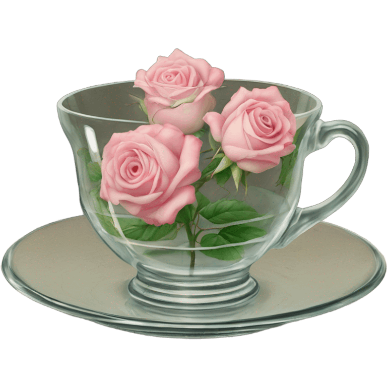 Drawing of roses on an antique glass and saucer emoji