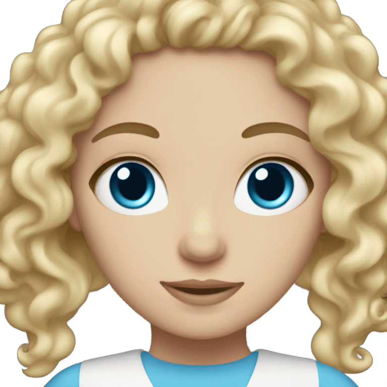 White girl with blonde curly hair and blue eyes emoji