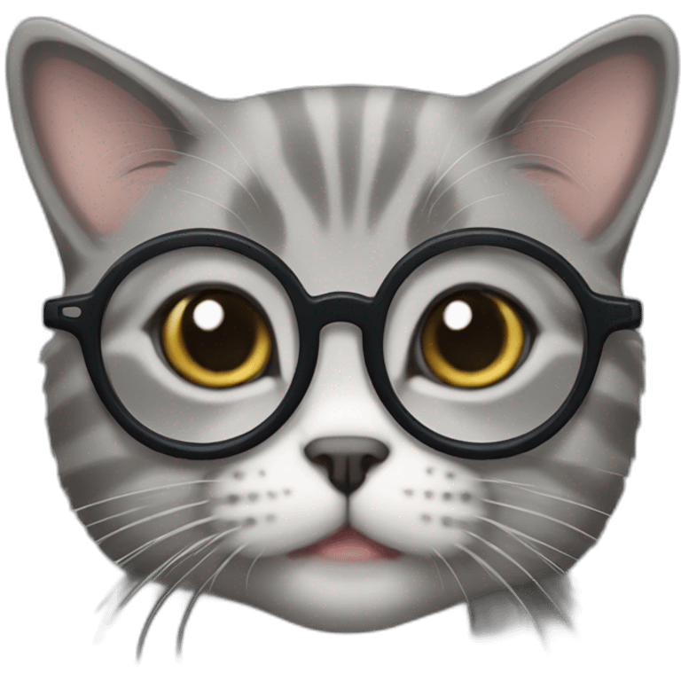 grey munchkin cat with glasses emoji