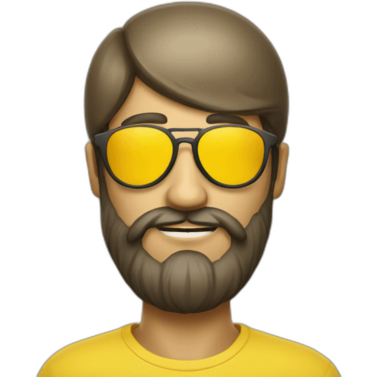 a man with a beard wearing yellow sunglasses with a mushroom on his head emoji