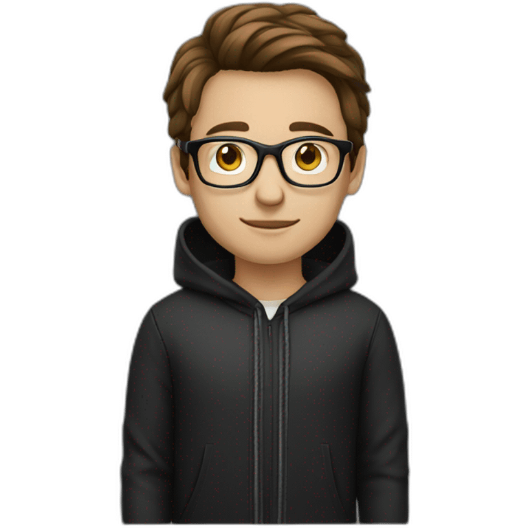 it specialist man glasses brown hair black hoodie emoji