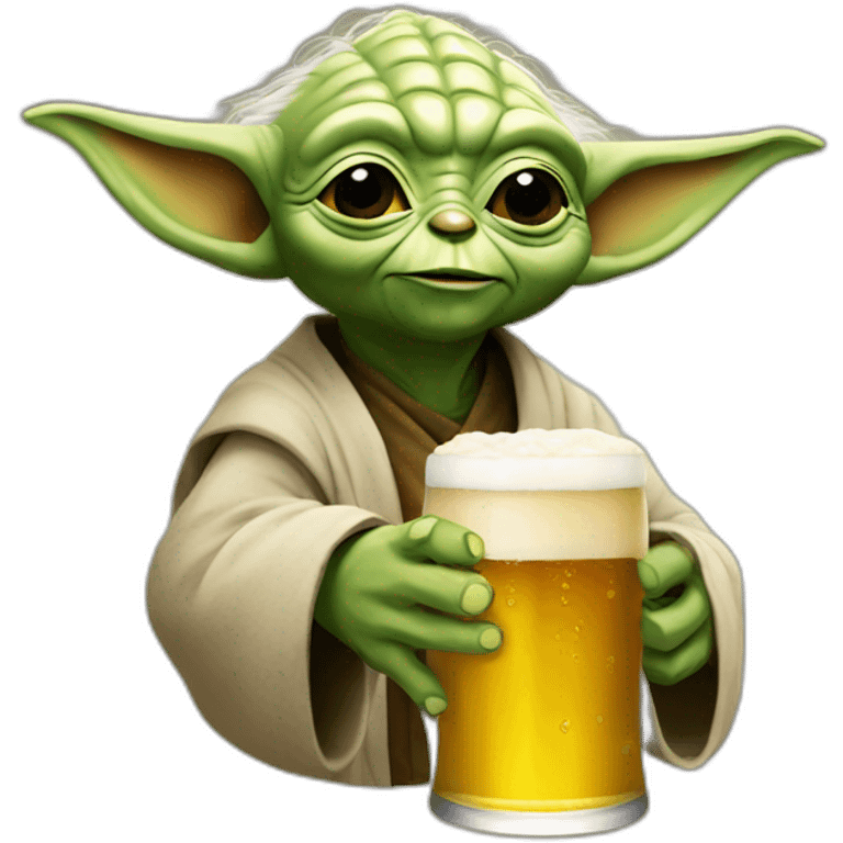 Yoda with a beer emoji