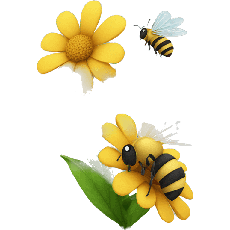 Flower with bee flying emoji