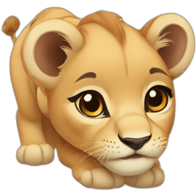 baby lioness with eyelashes emoji