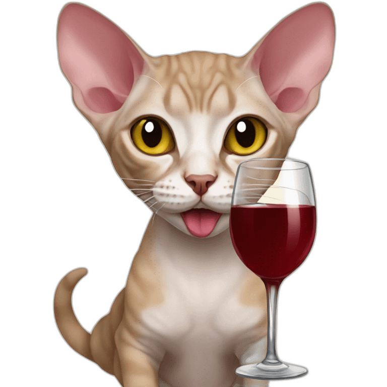 devon rex drinking wine emoji