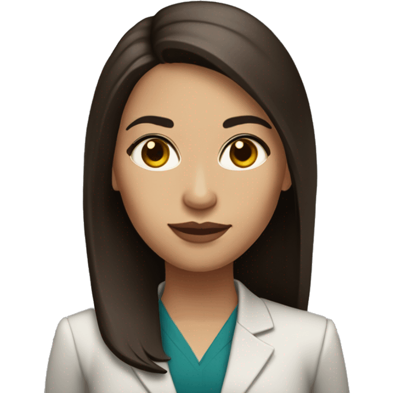 Lawyer light skin woman with dark long brown straight hair and dark brown eyes  emoji