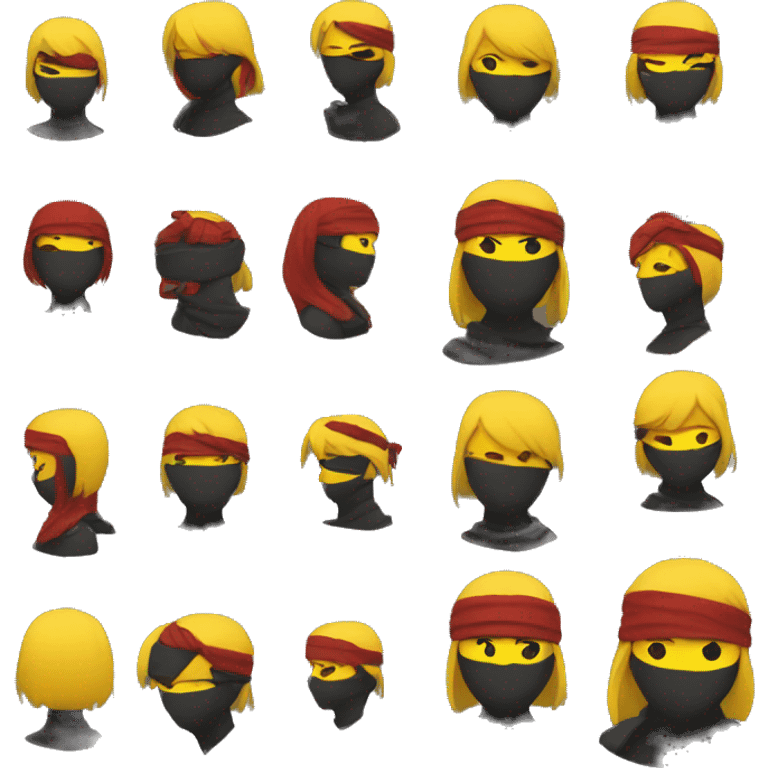 create emoji 😍 like a ninja style- colors black, red, yellow from top to bottom emoji