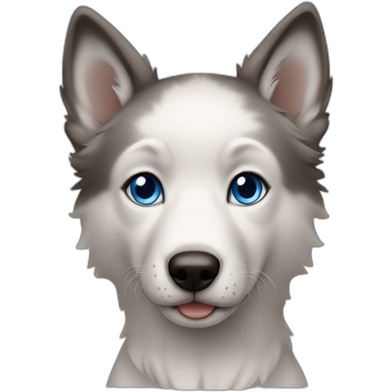 Puppy Wolf dog  blue eyes without eyebrows emoji