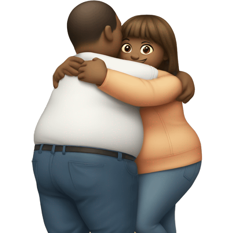 Fat boy hug slim girl emoji