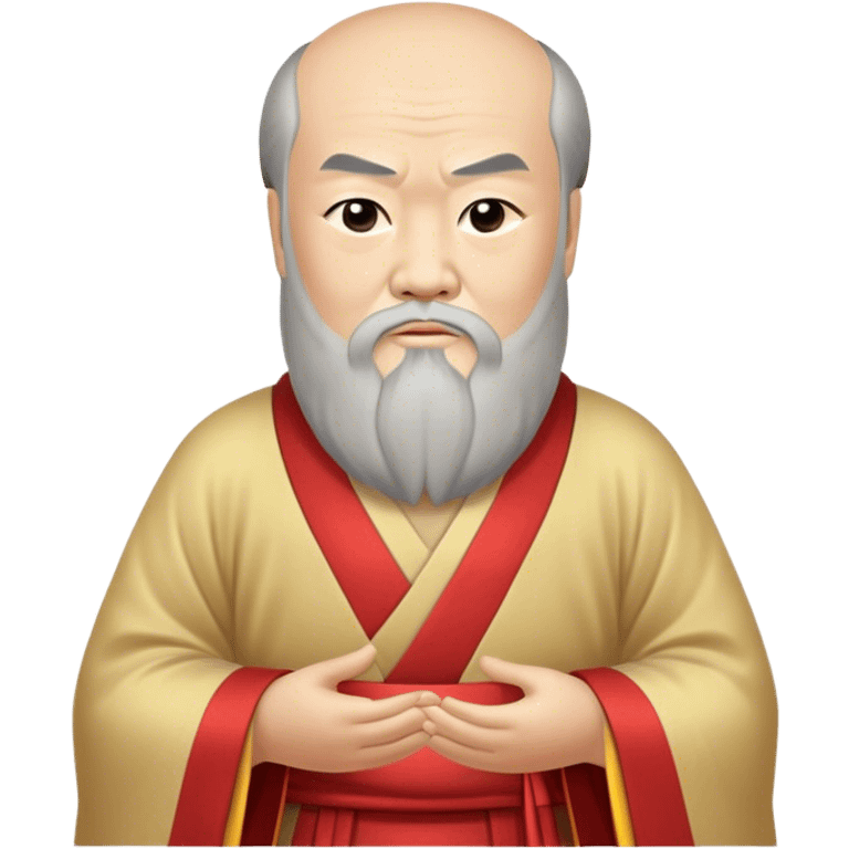 Cinematic Realistic Confucius Portrait Emoji, depicted as a wise ancient philosopher in traditional robes with a serene, contemplative expression, rendered with soft timeless textures and harmonious natural lighting that captures his enduring wisdom. emoji