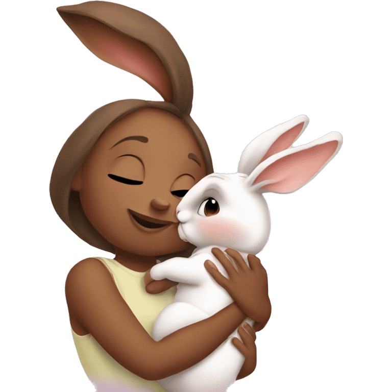 Mama Bunny kissing kid bunny emoji