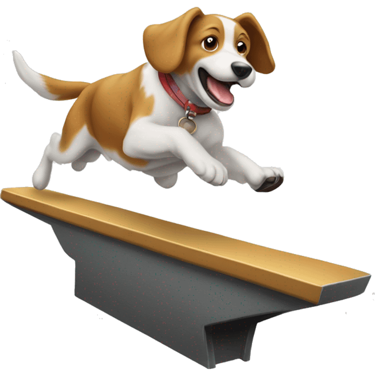 Agility dog jumping over anvil emoji