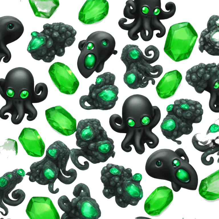 Black Alien Octopus next to green gems emoji