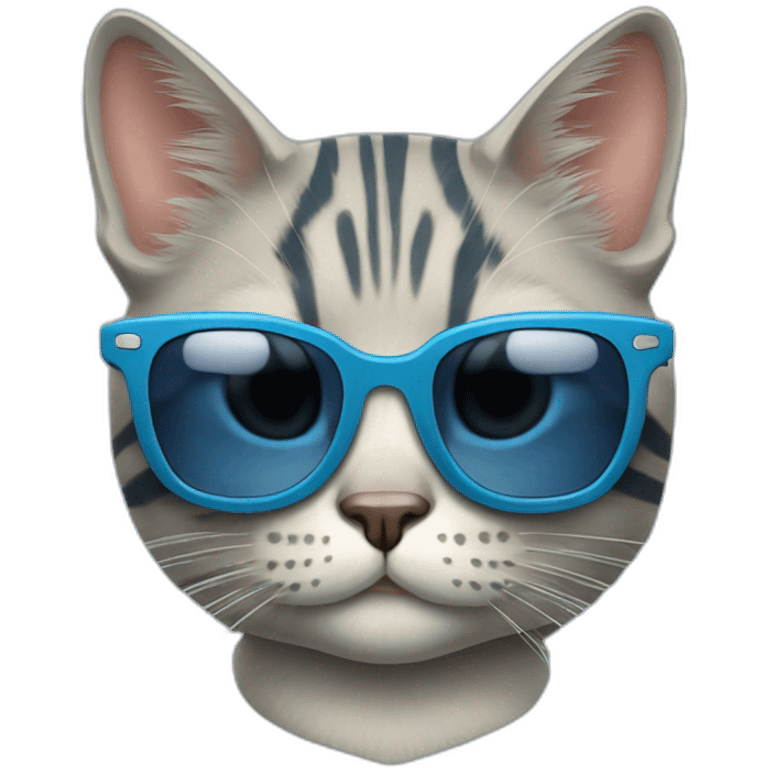 Blue stripped cat with sunglass emoji