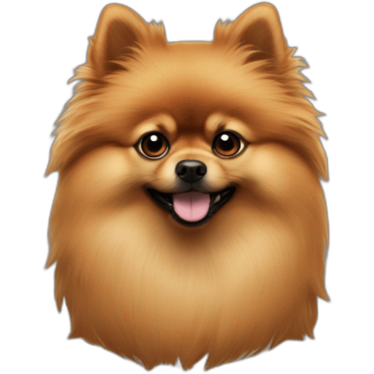 Pomeranian shit su Brown hairy dog, black ears emoji