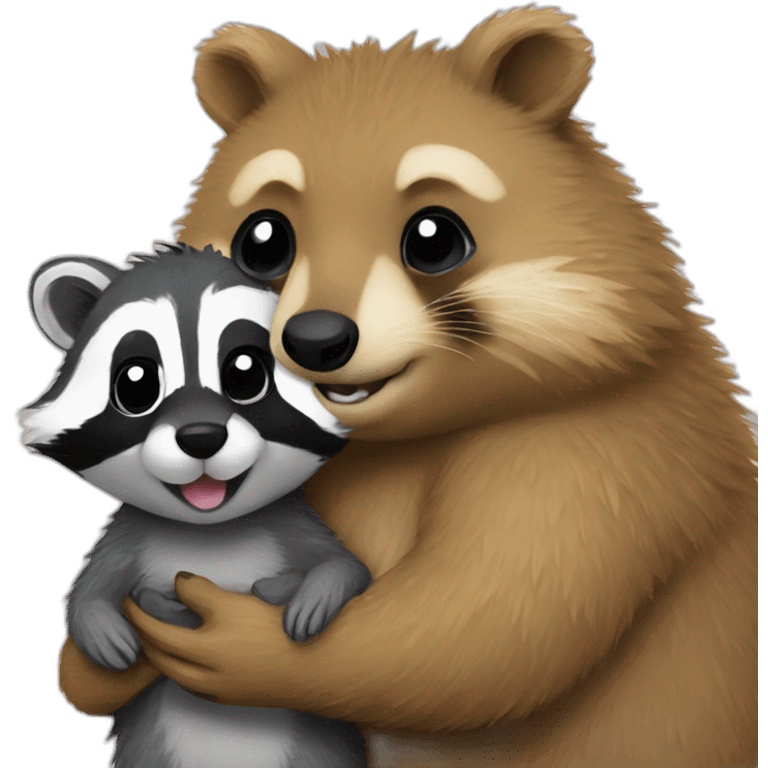 quokka hugging racoon emoji