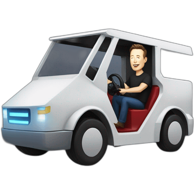 Elon musk riding in a Tesla cyber truck  emoji