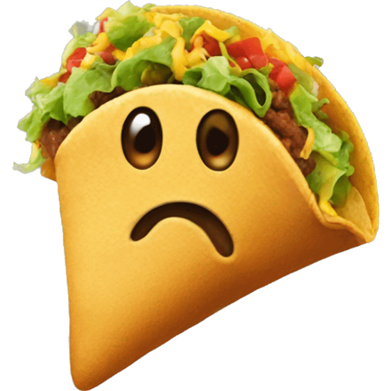 Poop emoji flying eating a taco emoji