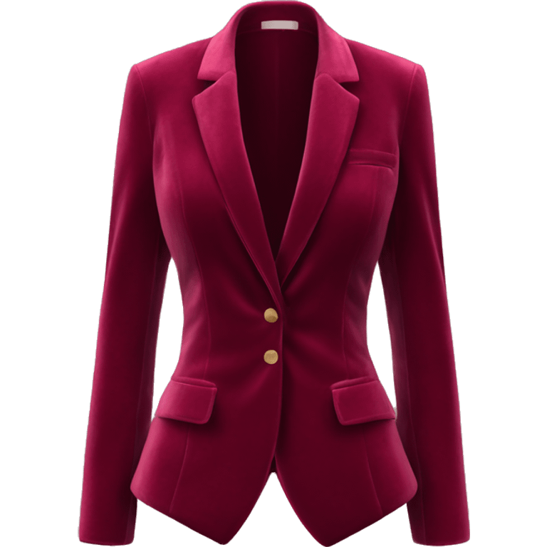 Realistic isolated open wine color velvet feminine fashion blazer jacket.  emoji