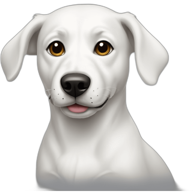 white dog with black ear and black spot on half of the face emoji