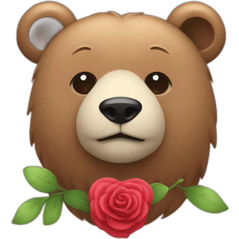 Un oso con una cinta roza en su cuello emoji