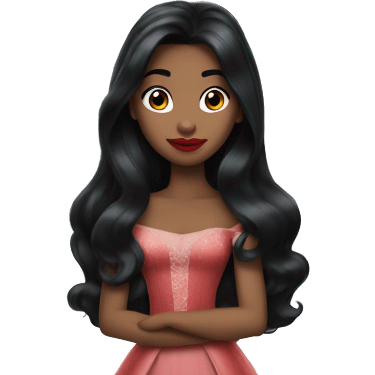 Disney Princess Black Long hair red lips emoji