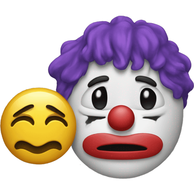 sad face holding the clown emoji  emoji