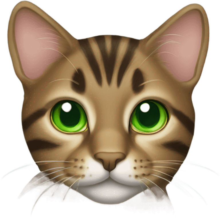 Brown tabby cat with green eyes emoji