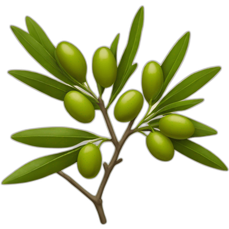 one olive branch with two buds and few leaves emoji