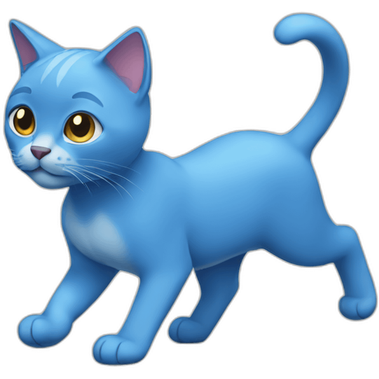 Blue cat walking emoji