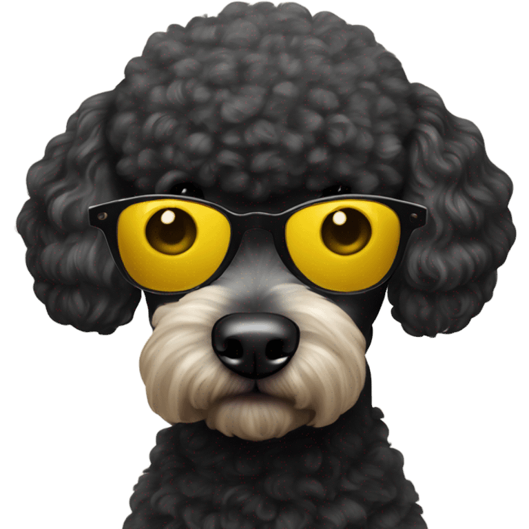 Black poodle and yellow poodle wearing sunglasses emoji