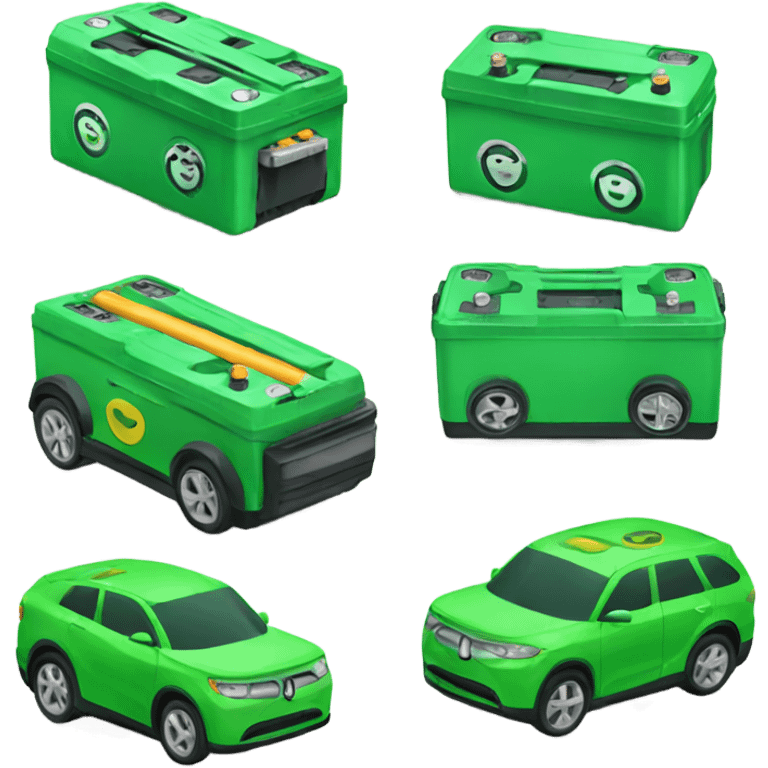 Green happy car battery  emoji