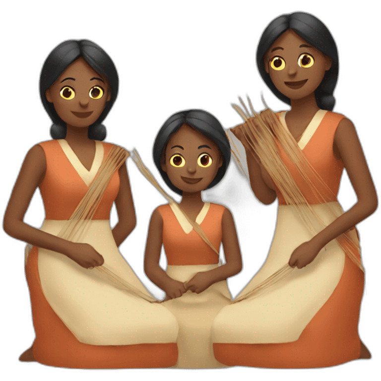 three women weaving emoji