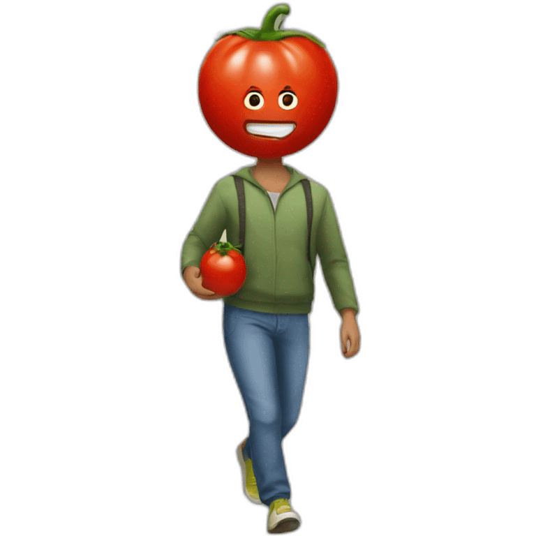 person with tomato head on a walk emoji