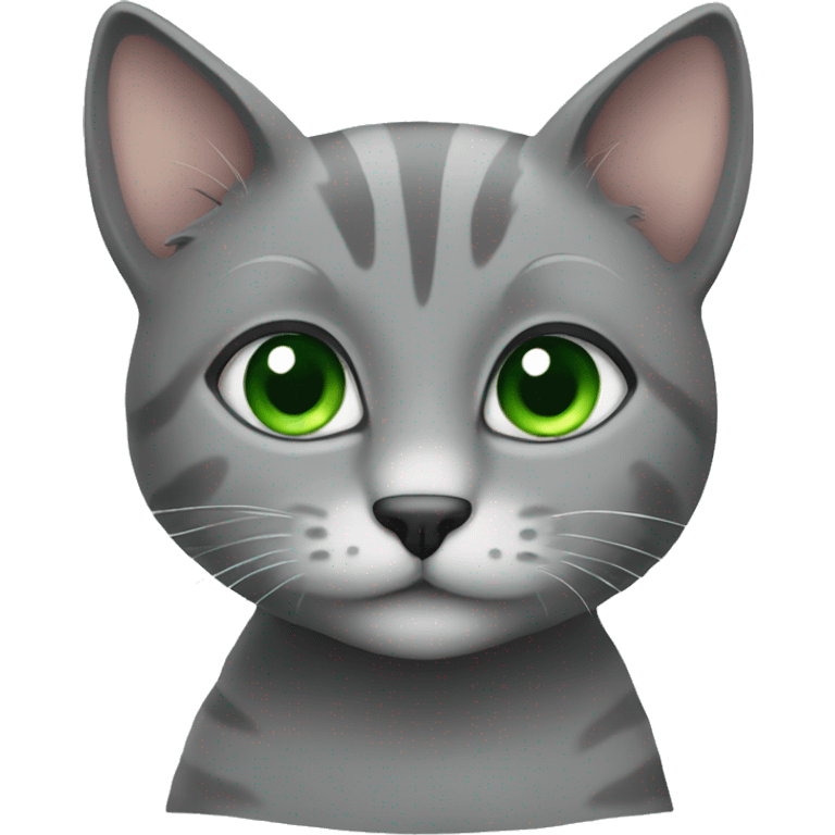 Cute grey cat with green eyes emoji