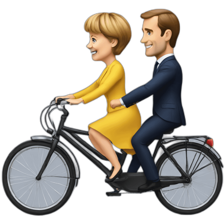 Macron, merkel riding bicycle together emoji