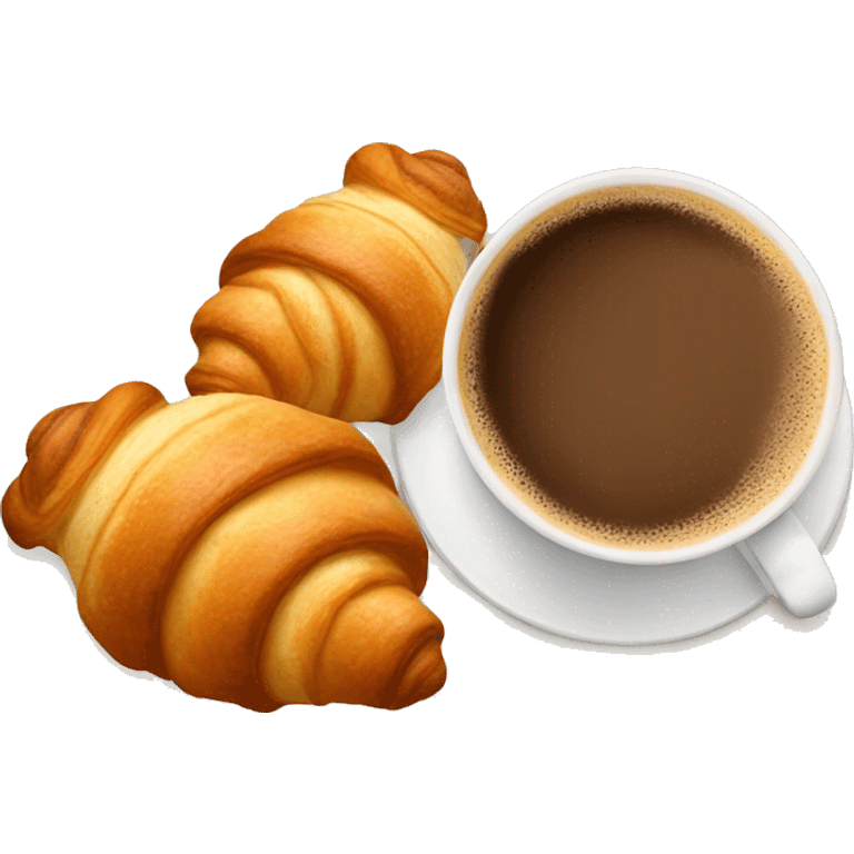 Cup of cappuccino with croissant emoji