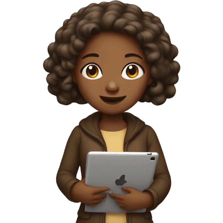 Browni girl with iPad  emoji