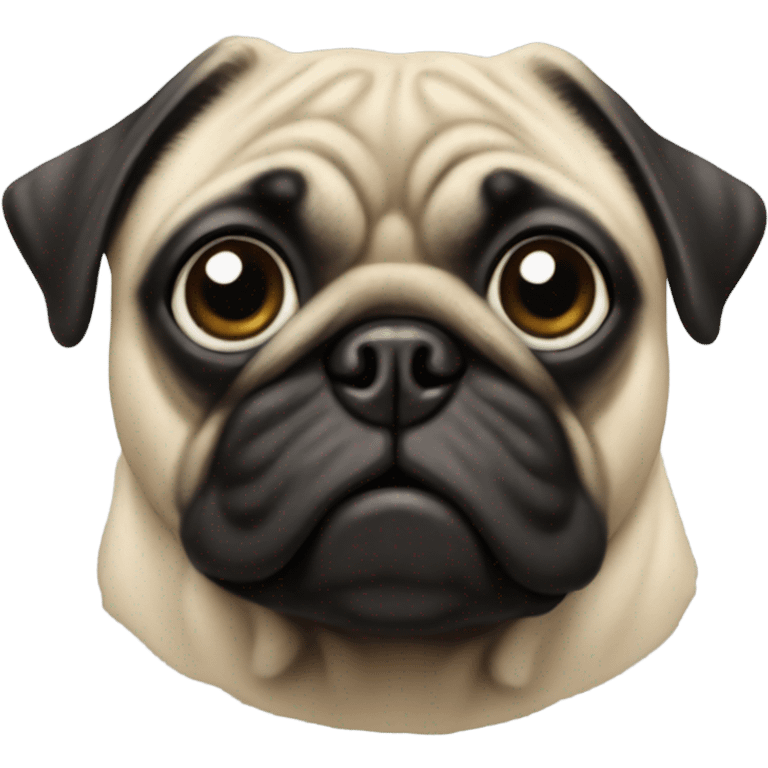 realistic portrait of a pug emoji