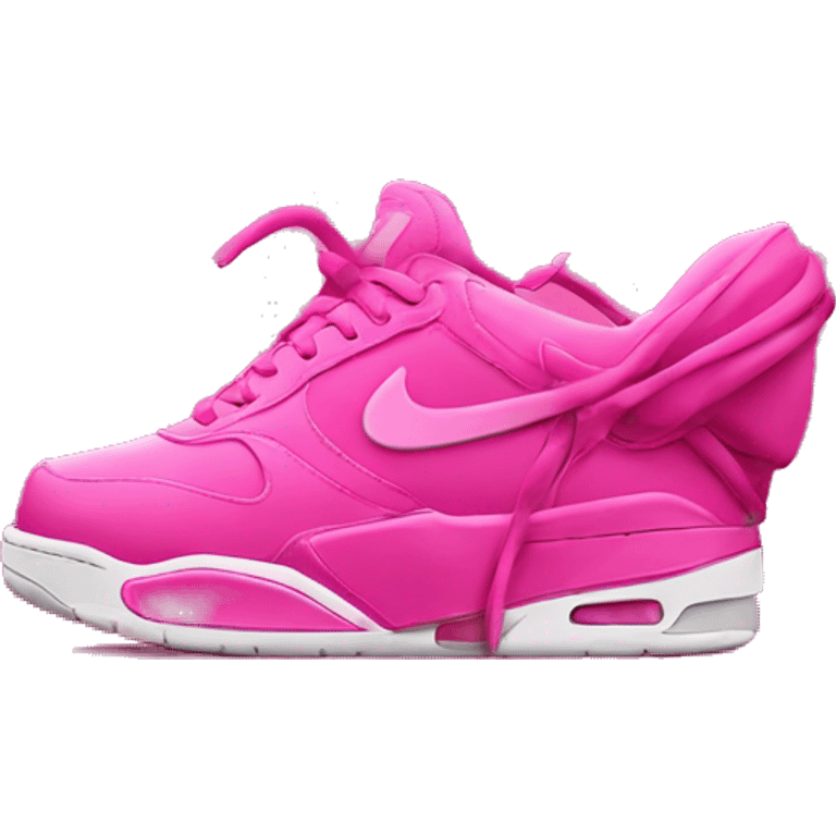 Hot pink Nike shoe with a iPhone as the logo emoji