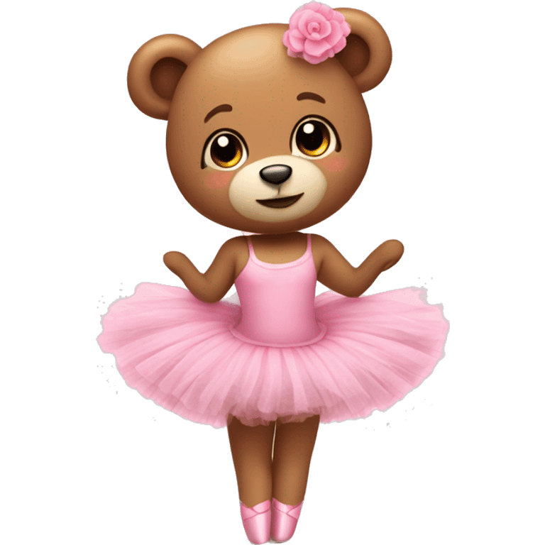 Cute fluffy teddy bear with pink ballerina tutu emoji