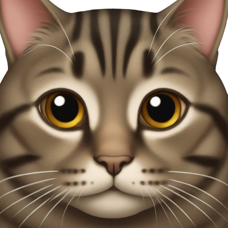 A fat dark brown tabby cat emoji