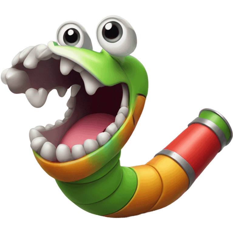 Worm holding bazooka emoji